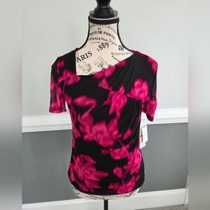 Calvin Klein Womens Black And Pink Floral Top